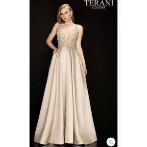 Womens Size 6 Terani Couture Ballgown Prom Dress Champagne Color
